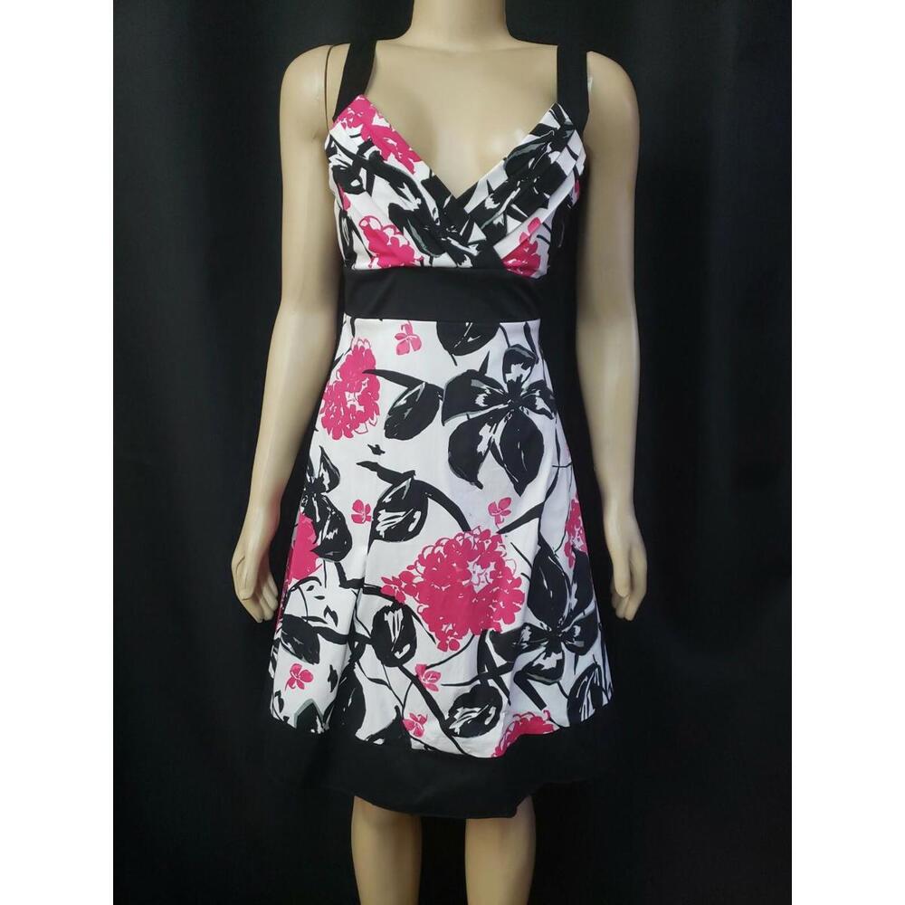 Speechless Juniors Dress Size 9 Fit And Flare White Pink Black Sundress NWT #CB8